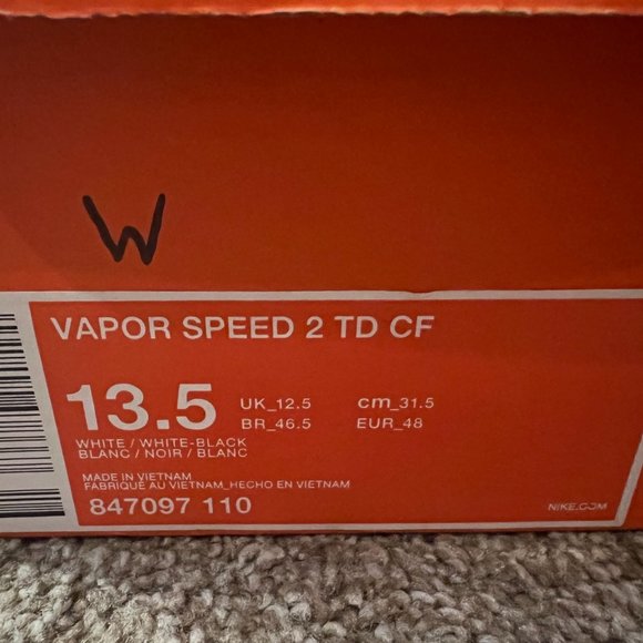 Nike Vapor Speed 2 TD CF Low Football Cleats Black 847097-110 Mens size 13.5 NEW - Picture 3 of 5